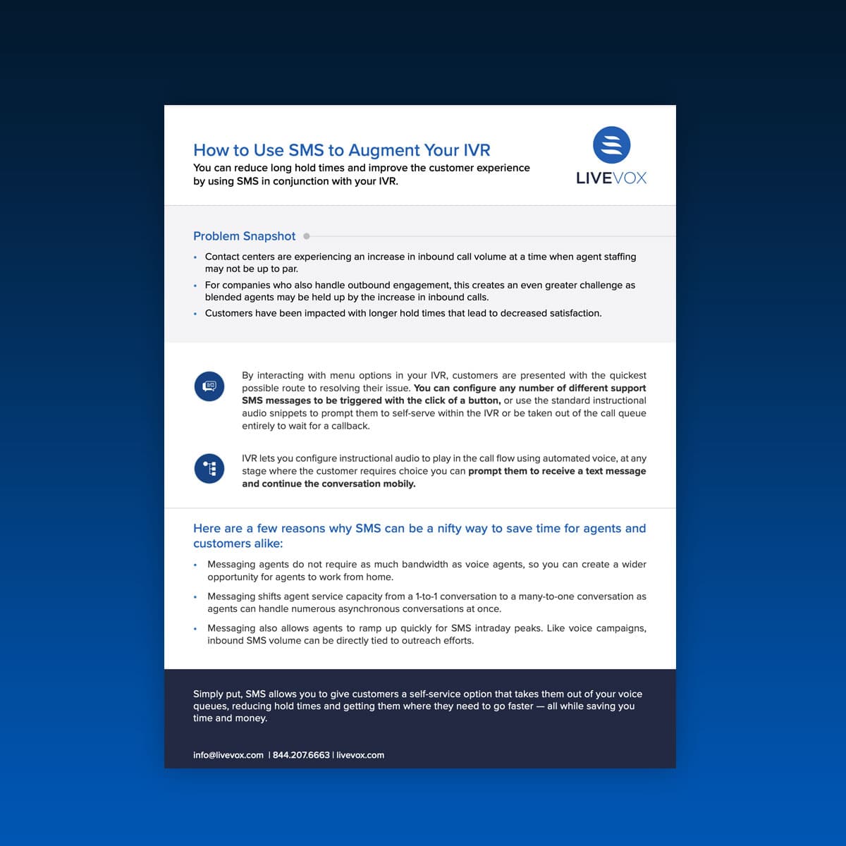 LiveVox Tip Sheet: How to Use SMS to Augment Your IVR