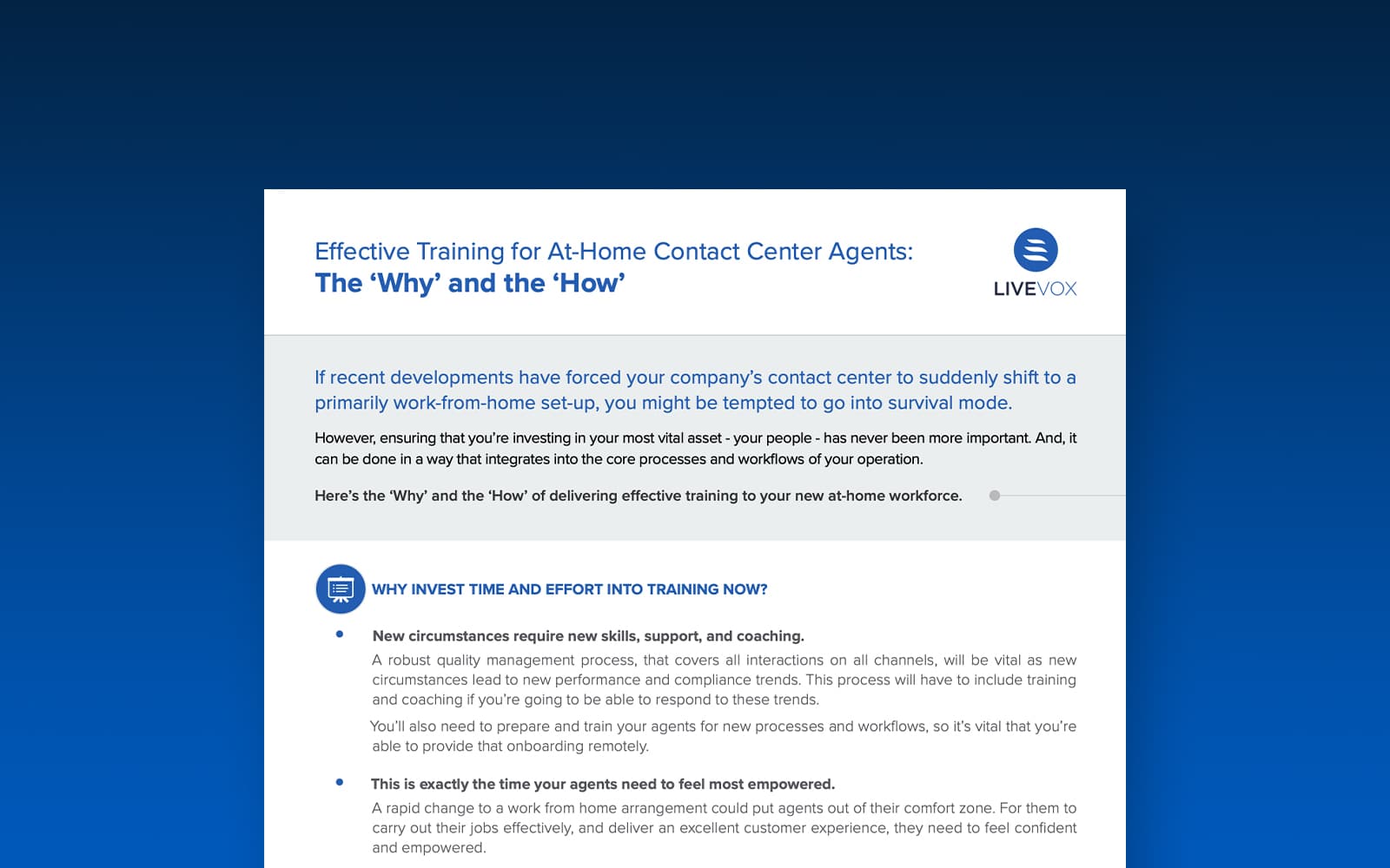 Tip Sheet: Effective Training for At-Home Contact Center Agents: The ‘Why’ and the ‘How’