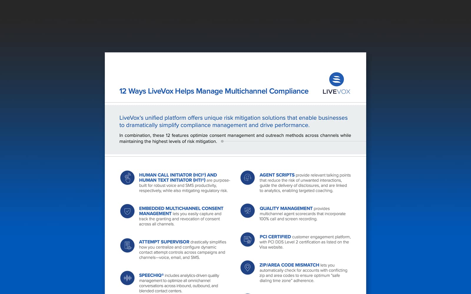 LiveVox [10 ways manage multichannel compliance / Tip Sheet]